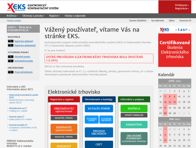 elektronické trhovisko, web stránka
