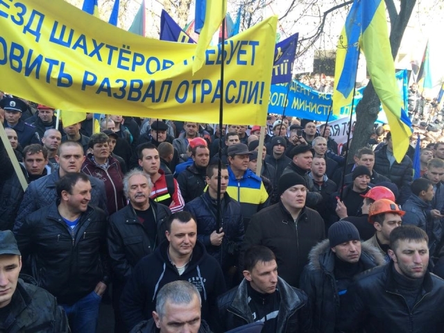 baníci, ukrajina, protest, demonštrácia
