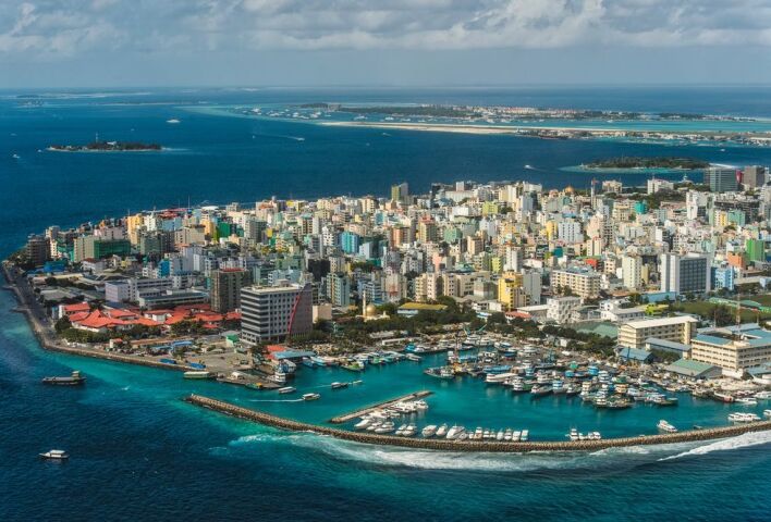 Maldivy, ostrov, mesto, Maledivy, lode, more,