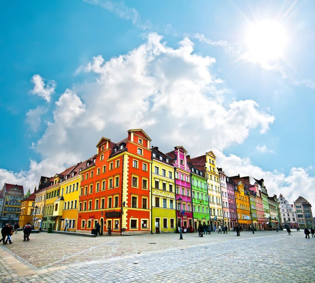 Vroclav, Poľsko, Wroclaw, farebné domy, námestiee, mesto
