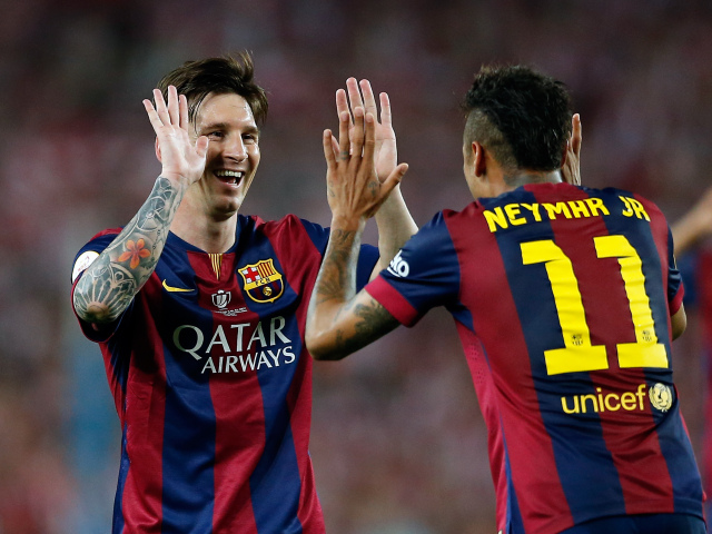 Neymar, Lionel Messi, FC Barcelona, radosť