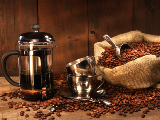 French press, káva, kofeín