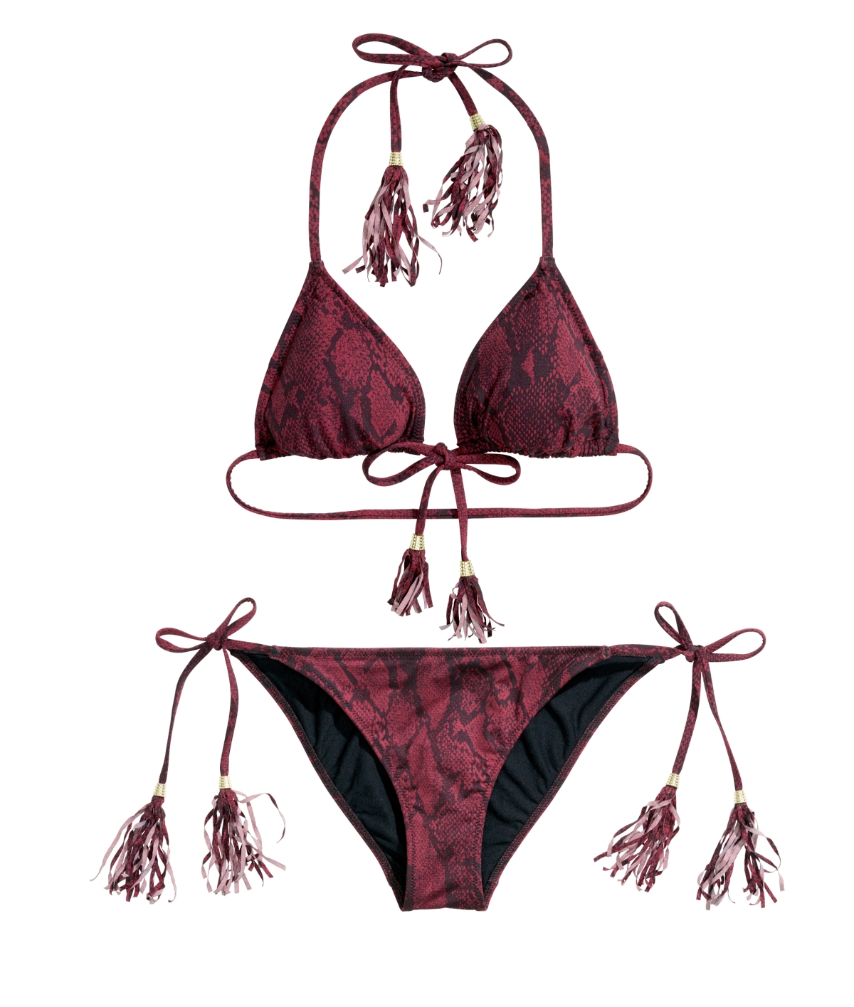 Dámske bikiny so zdobným detailom strapcov na šnúrkach H&M