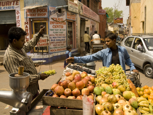 India, ulica, trh, ovocie