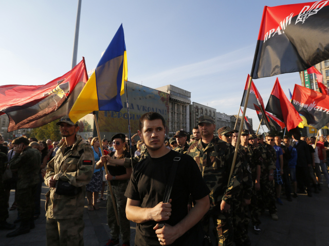 ukrajina, kríza na ukrajine, pravý sektor, kyjev, protest, demonštácia