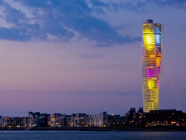 Malmö, Švédsko, Turning Torso, budova, mesto, svetá