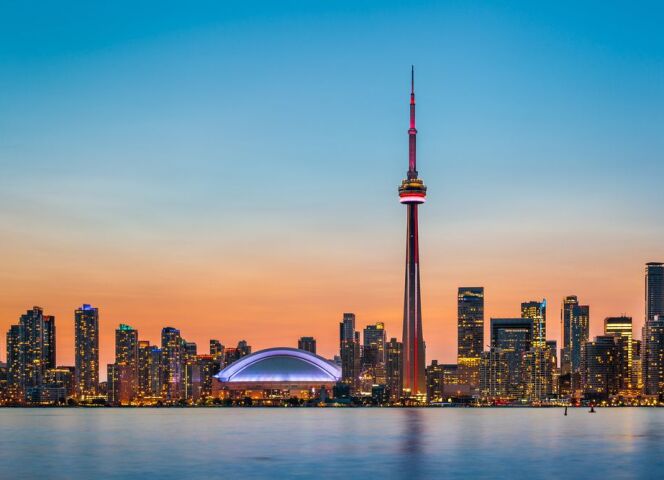 Toronto, Kanada, mesto, odraz, mrakodrapy, voda,