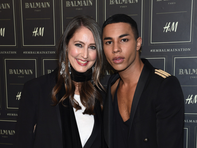 attends the Kreatívna poradkyňa H&M Ann-Sofie Johansson a dizajnér Olivier Rousteing z módneho domu Balmain. X H&M Collection Launch at 23 Wall Street on October 20, 2015 in New York City.