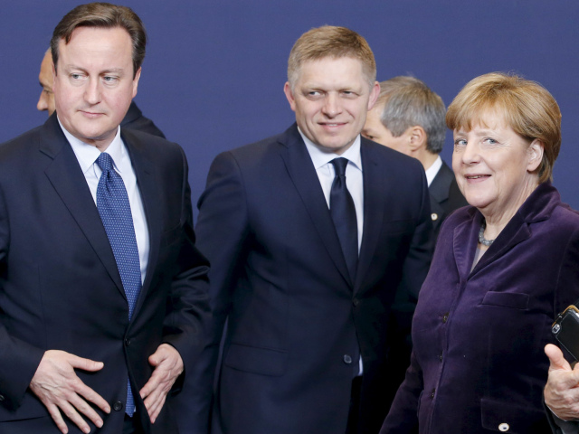 David Cameron, Robert Fico, Angela Merkelová, summit