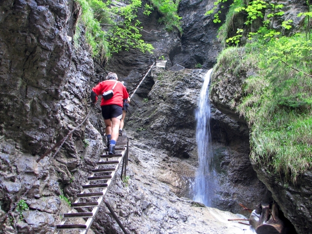turistika, Slovenský raj, turista, vodopád, rebrík, skaly, príroda