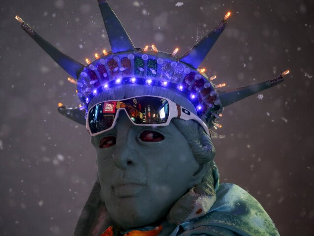 USA, Socha slobody, New York, sneh