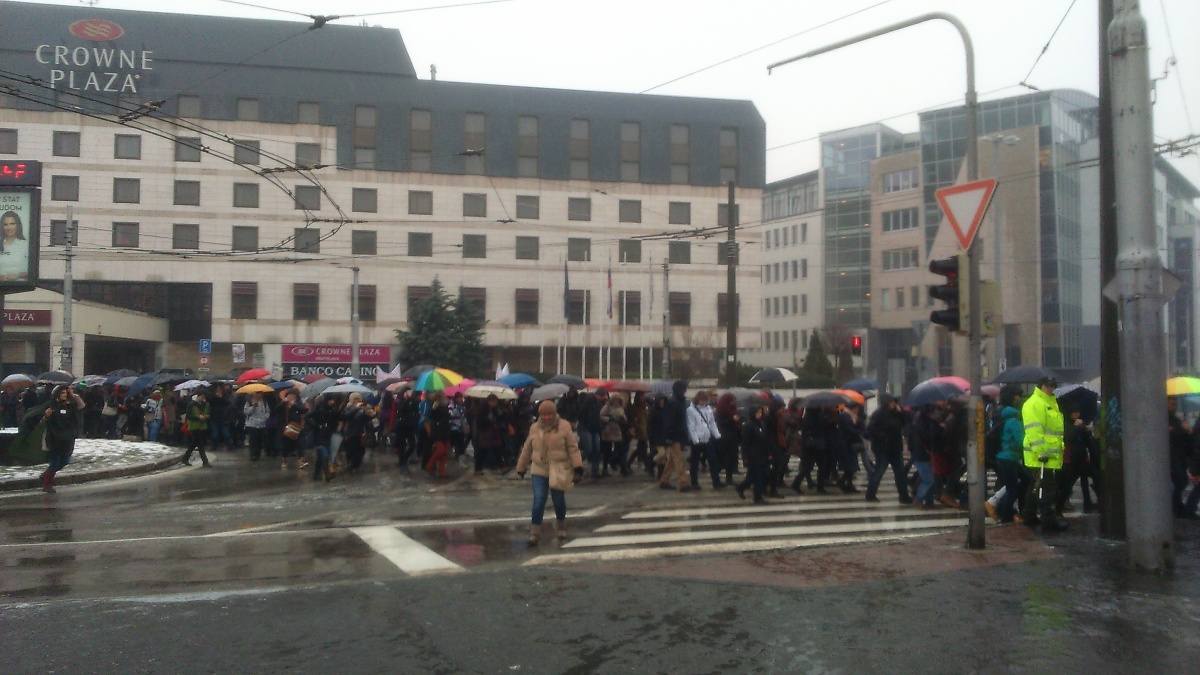 štrajk učiteľov, 25.1.2016, križovatka