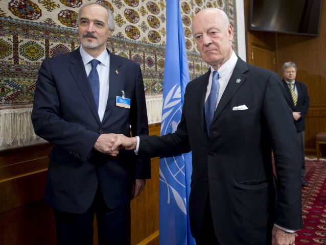 Staffan de Mistura, Bashar al Jaafari, Sýria, OSN