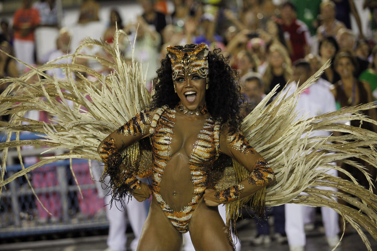 Rio de Janeiro, Brazília, karneval, tanec, samba, kostýmy