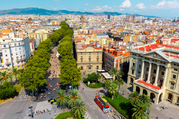 La Rambla, Barcelona, ulica, stromoradie,