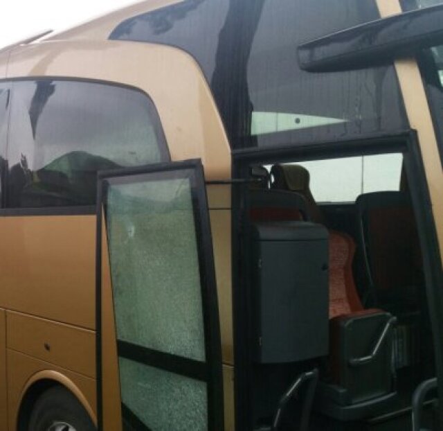 autobus, poškodený, doprava