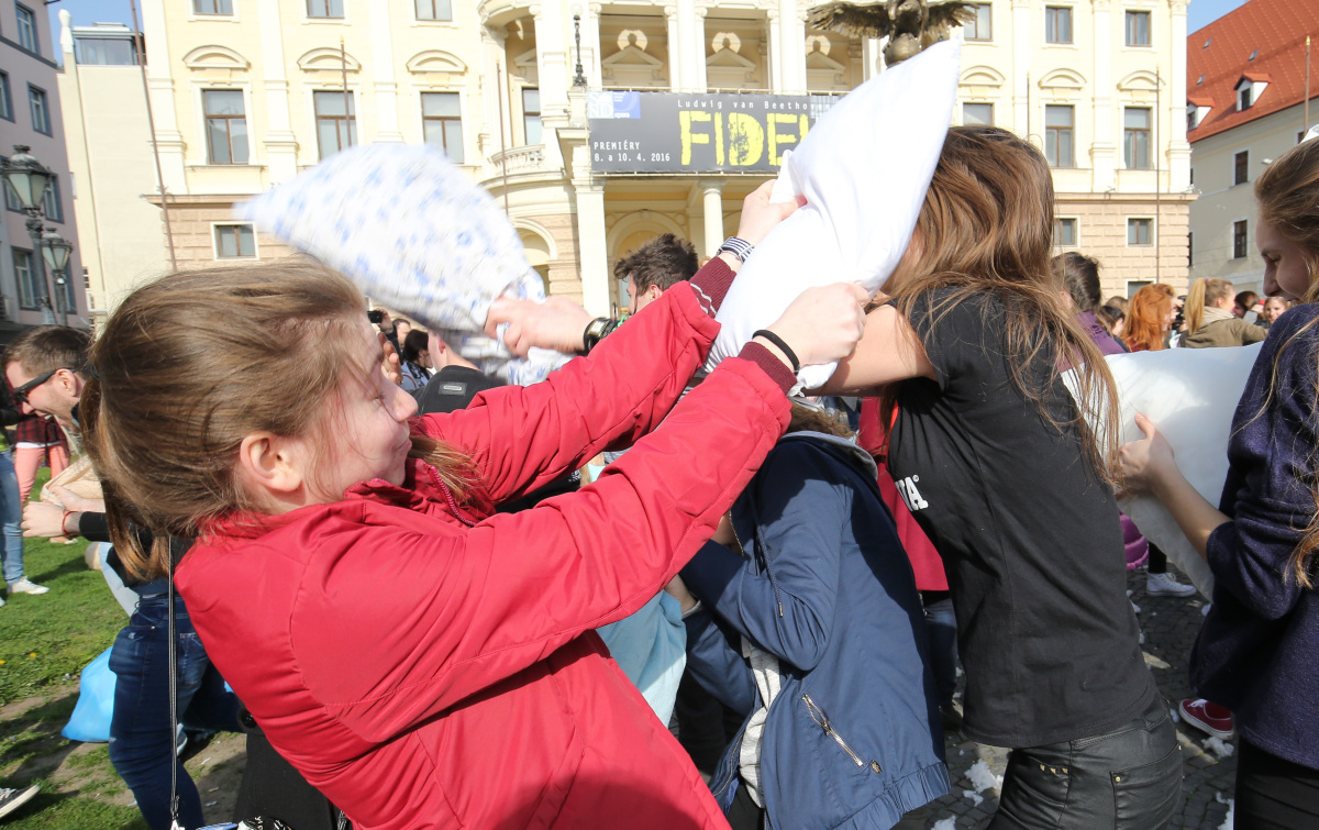 Bratislava pillow fight day, vankušová bitka
