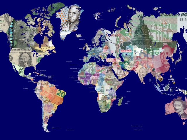 mapa sveta, peniaze