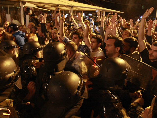 macedónsko, protest, demonštrácia, skopje,