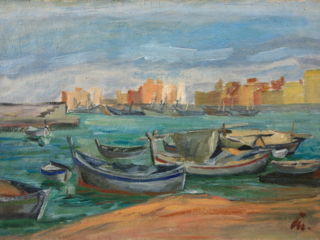 Matilda Čechová: Loďky v prístave - Anzio, 1948