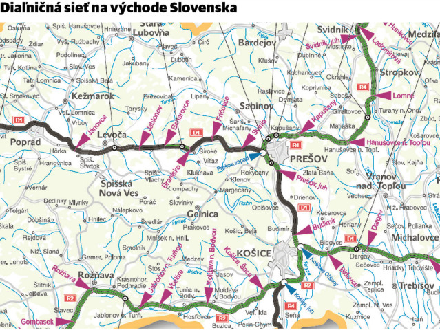 mapa, diaľnice, východ, obchvat