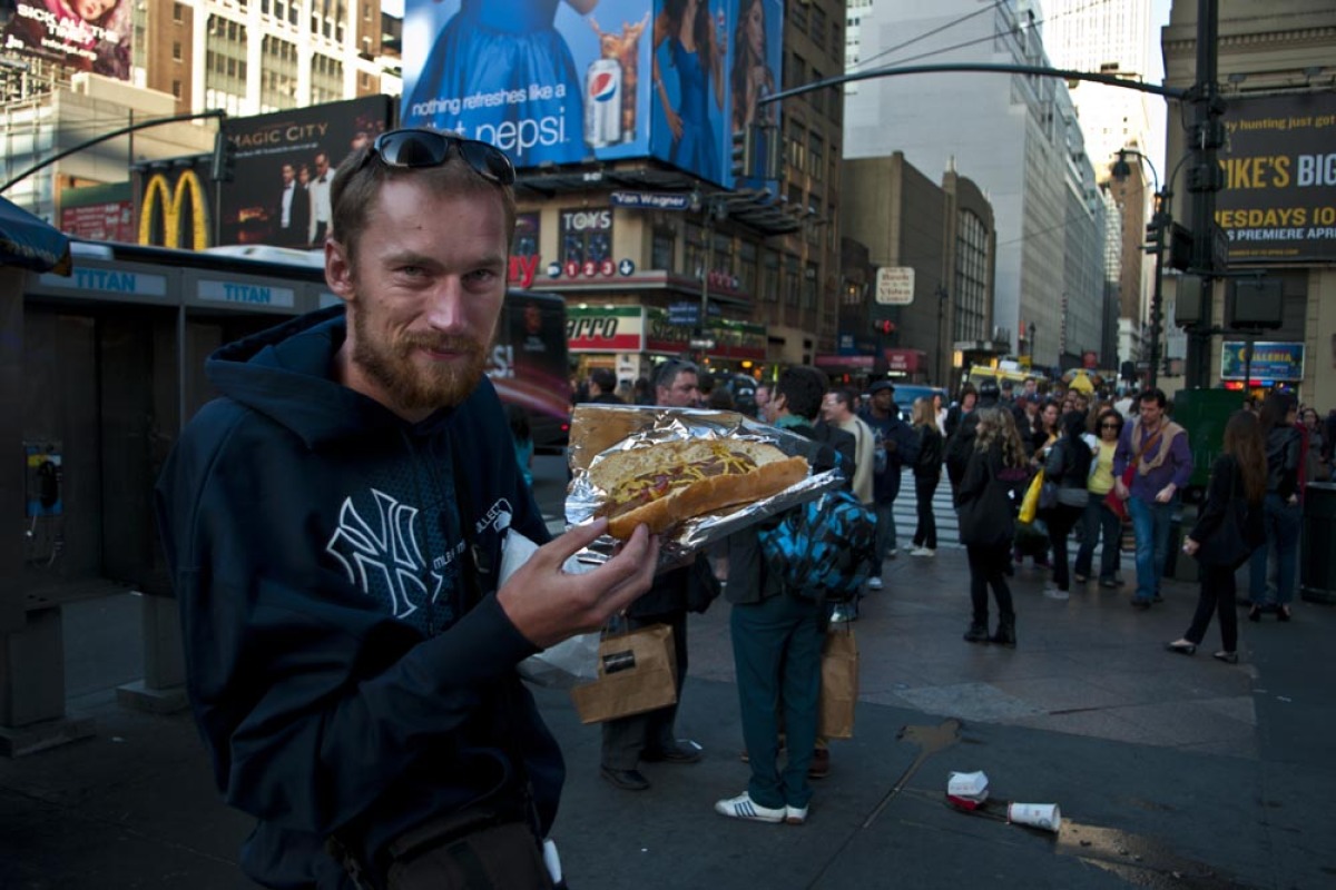 New York, USA, Manhattan, Times Square, jedlo, turista