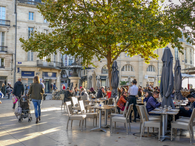 bordeaux, ľudia, mesto, kaviareň