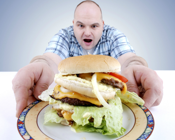 jedlo, muž, tanier, burger