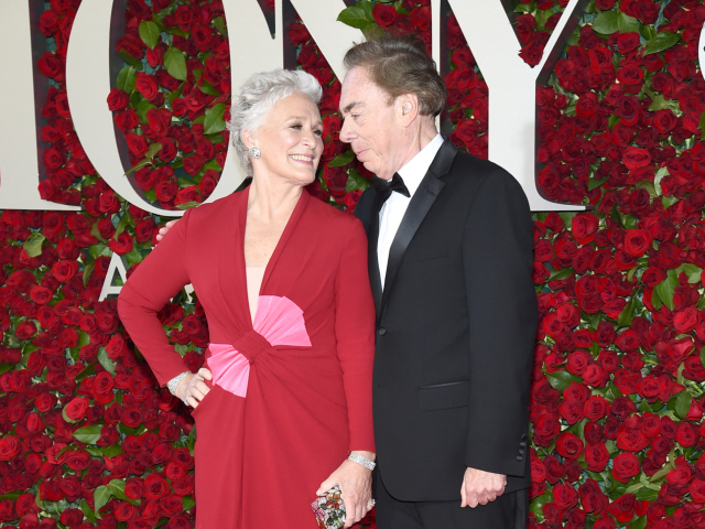 Herečka Glenn Close v spoločnosti skladateľa Andrewa Lloyda Webbera.