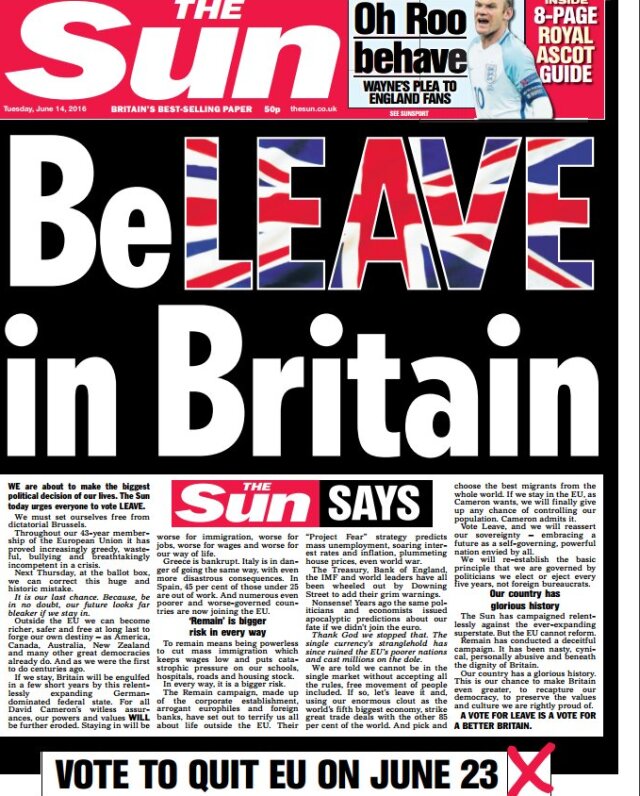 Britský bulvár je za brexit.