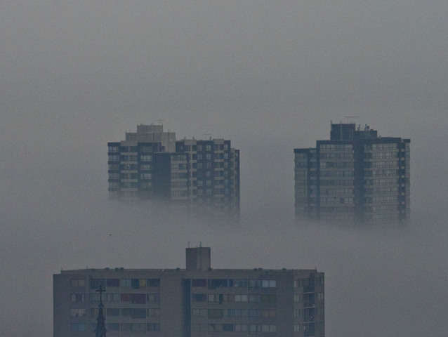 Čile, smog, znečistenie, hmla, opar, mesto, bytovky, Santiago de Chile,