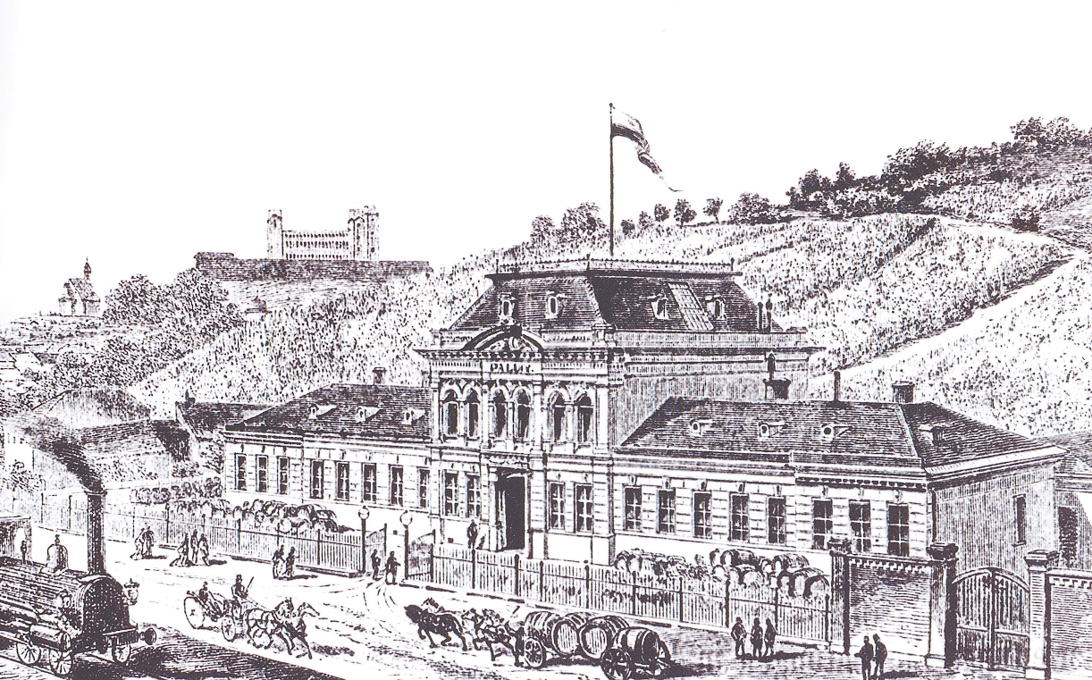Palugyayov palác v Bratislave na dobovom vyobrazení.