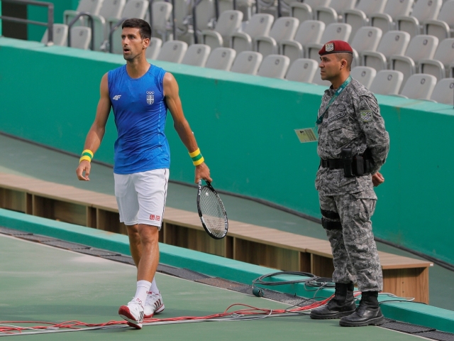 Novak Djokovic, tenis, rio, trening, kurt, vojak