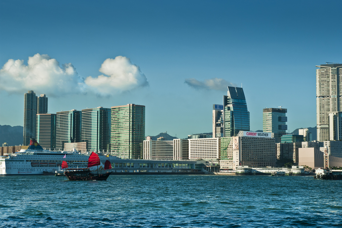 Hongkong, Kawloon, mesto, more, loď,