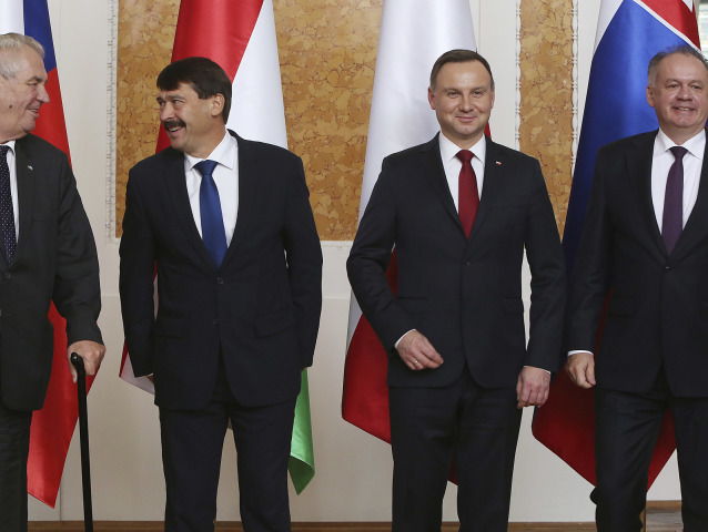 Miloš Zeman, Janos Ader, Andrzej Duda,  Andrej Kiska, v4