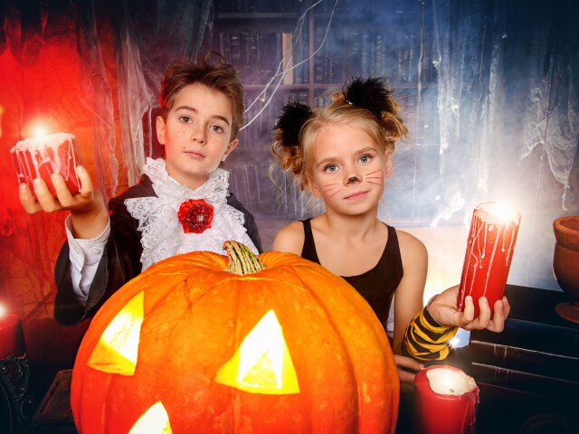 halloween, kostym, deti
