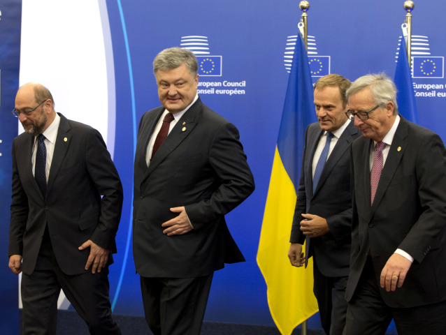 Porošenko, Tusk, Juncker