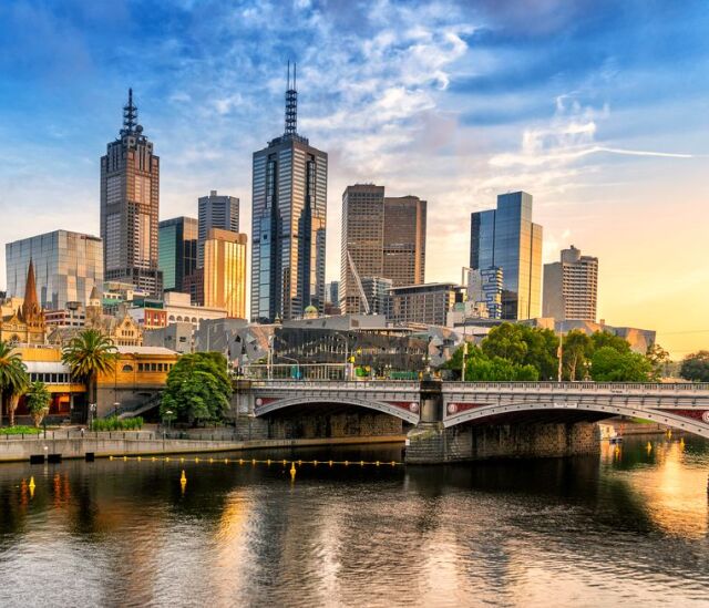 Melbourne, Austrália, mesto, mrakodrapy, rieka, most