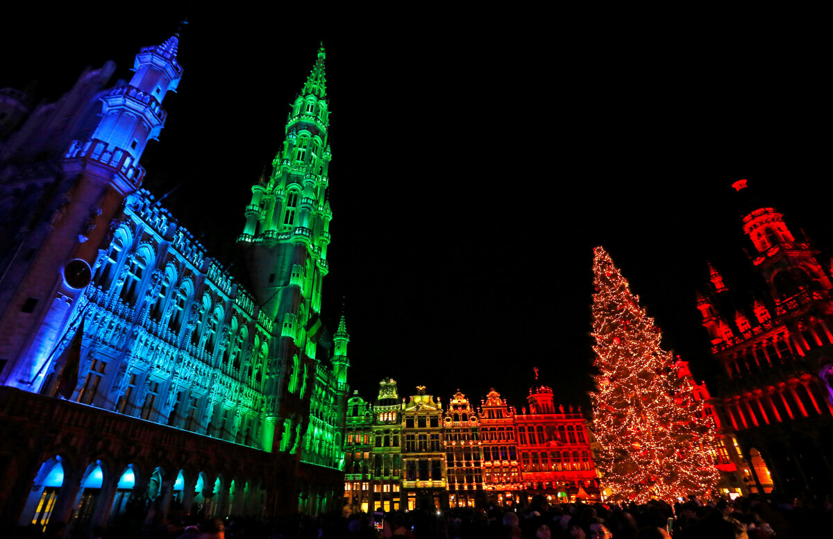 Brusel, Vianoce, osvetlenie, advent, vianočné trhy