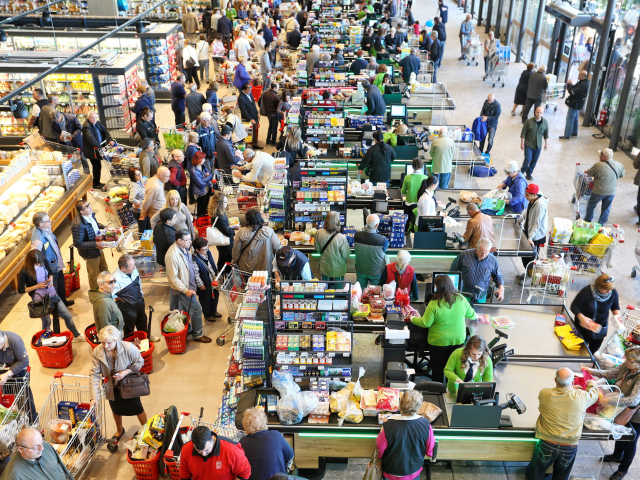 hypermarket, ľudia, nákup