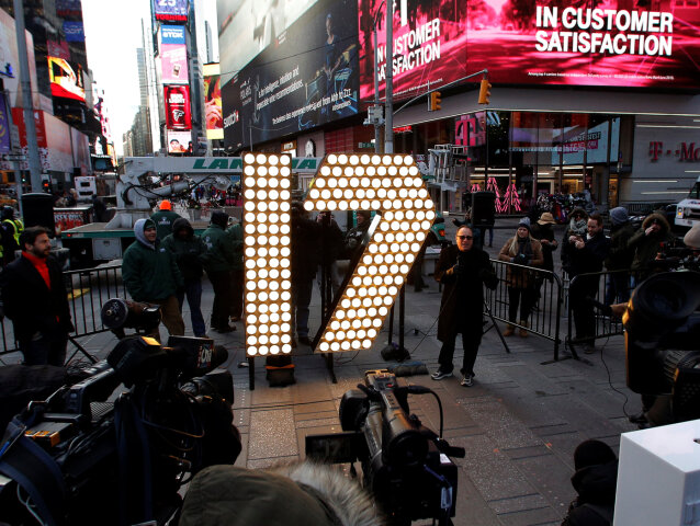 New York, Times Square, 2017, Silvester, Nový rok