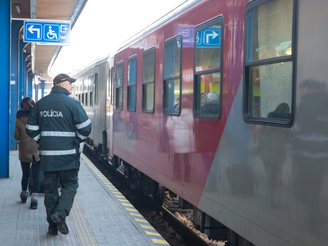 vlak do rakúska, stanica, doprava, polícia,
