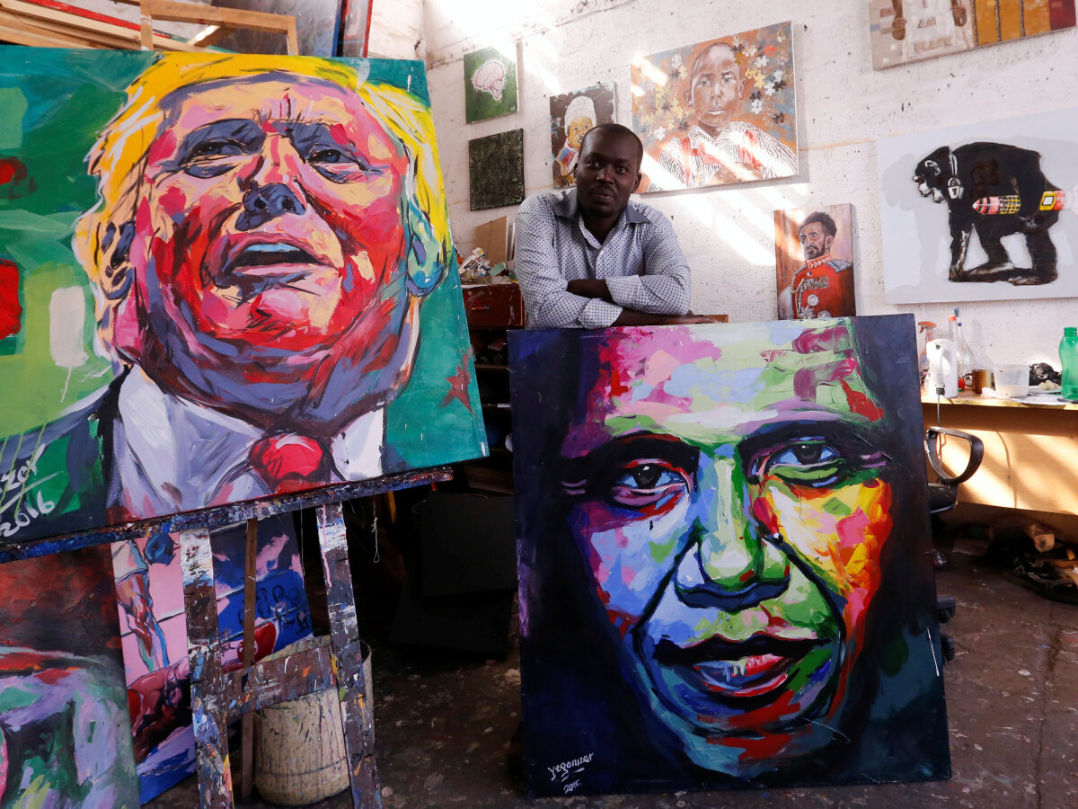 Trump, Obama, Evans Yegon, maľba, obraz, maliar, výstava