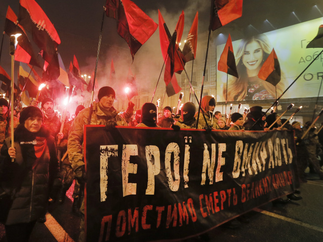 Ukrajina, protest, demonštrácia, Bandera,