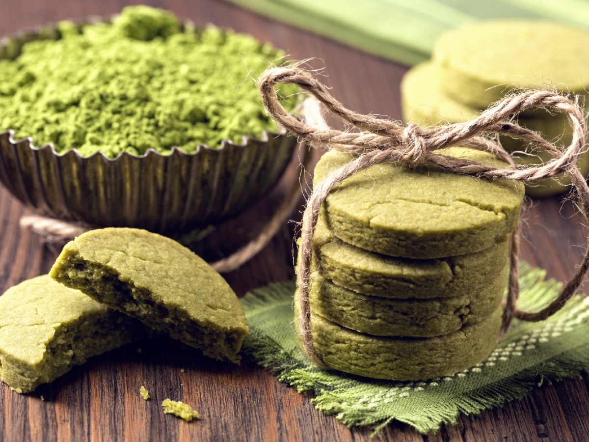 koláč, matcha