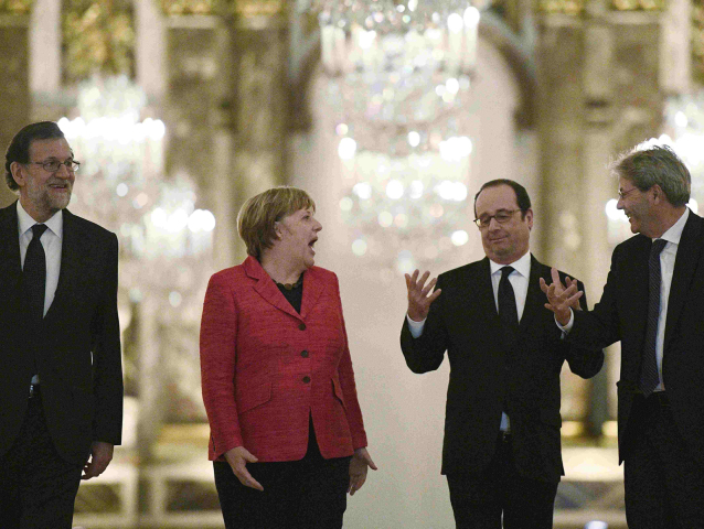 Rajoy, Merkelová, Hollande, Gentiloni
