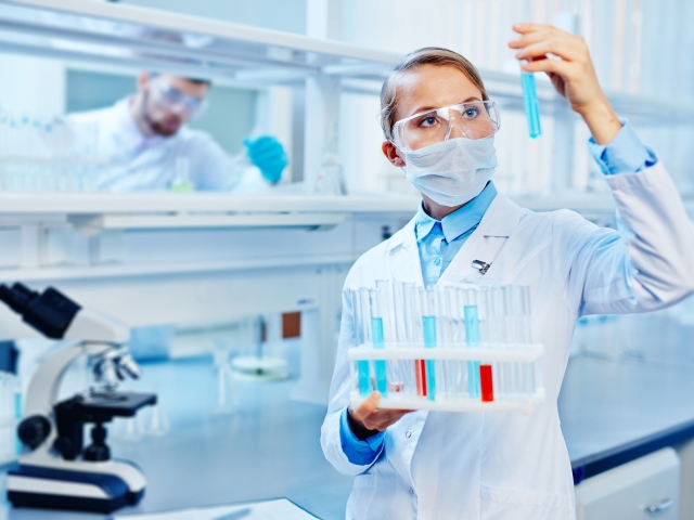 laboratórium, vedci, vedkyňa, žena, pokus, chémia, skúmavka