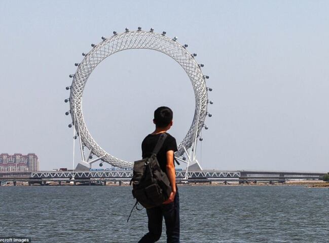 NEPOUZIVAT! Bailang River Bridge Ferris Wheel, čínske ruské kolo, Wej-fang