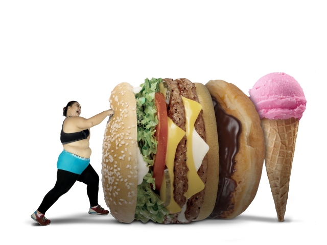 obezita, burger, zmrzlina