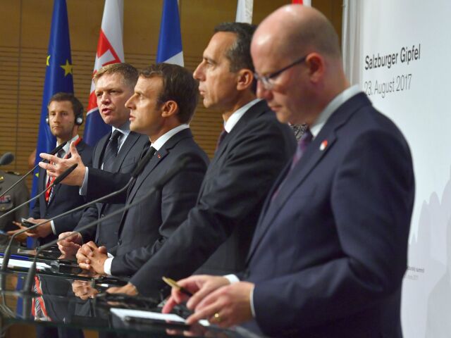 schôdzka v Salzburgu,  Bohuslav Sobotka, Christian Kern, Emmanuel Macron, Robert Fico